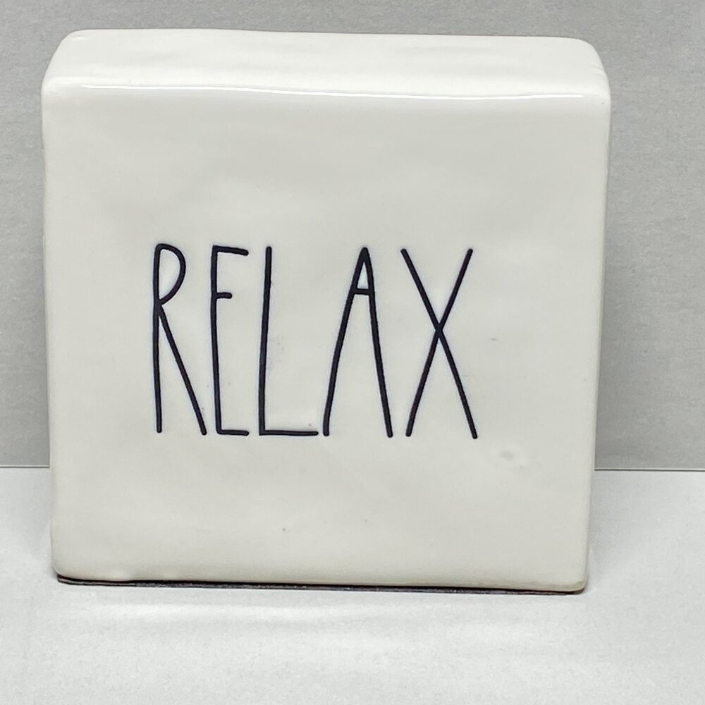 Rae Dunn Artisan Collection By Magenta "Relax" & "Pause" Ceramic Block